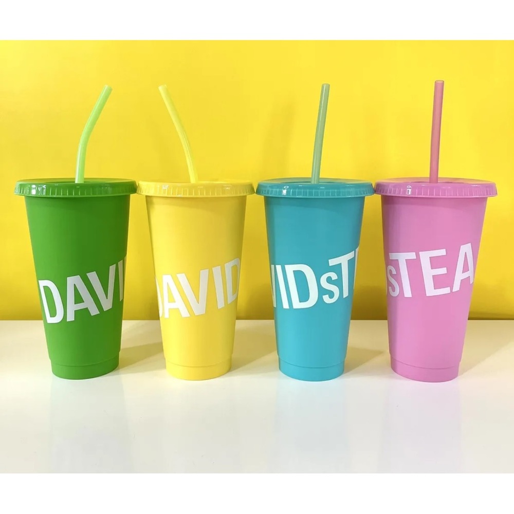 DAVIDS Tea Cold Drink Tumblers & Straws, Reusable, 4 Pack